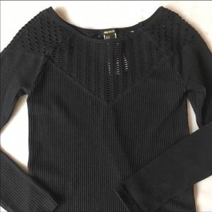 New Forever 21 Black Stretch Rib Tee long sleeve